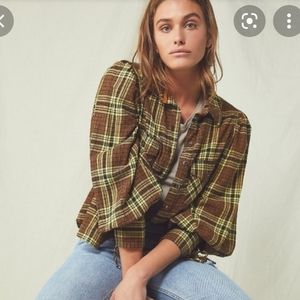 Sun City Plaid Top in Vintage Brown